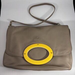 Kate Spade‎ New York Perry Shoreline Chino Flap Shoulder Bag Yellow Accent